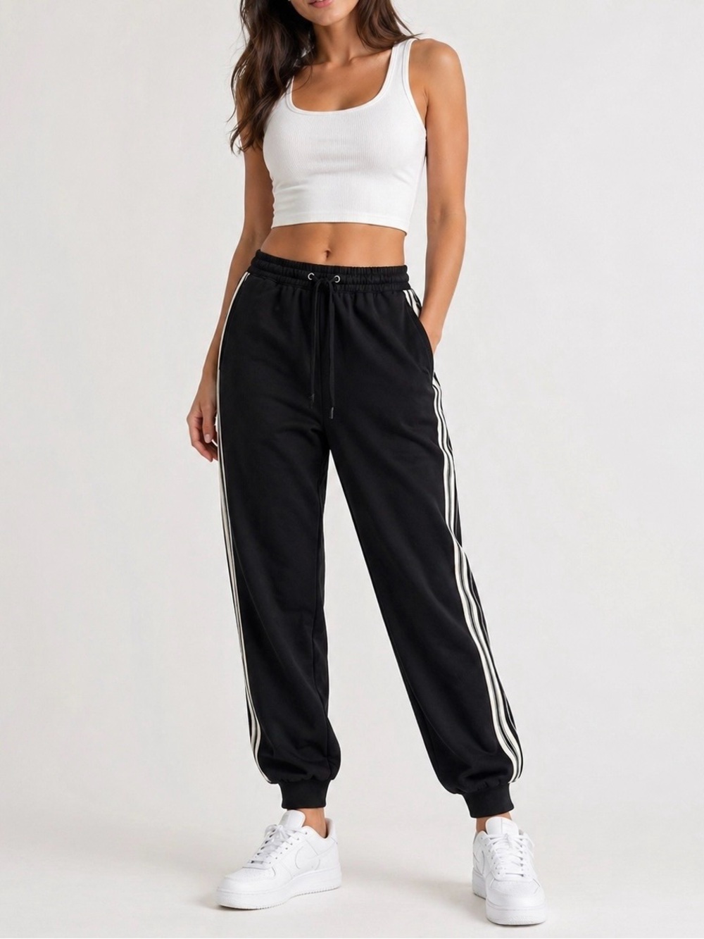 Lauren Ralph Lauren Black Side Stripe Jogger Pants Size 10 NWT